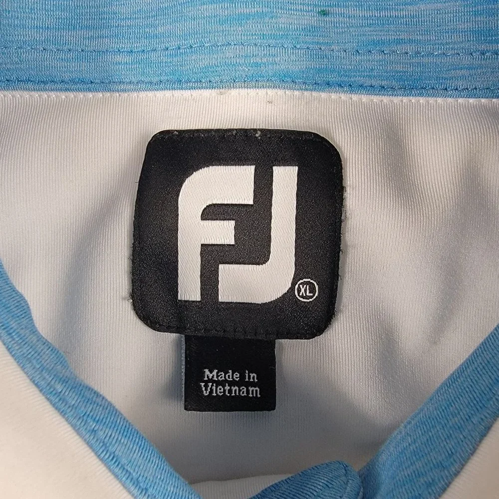 FootJoy Mens XL John Hall Cup 2018 Short Sleeve Blue White Solid Polo